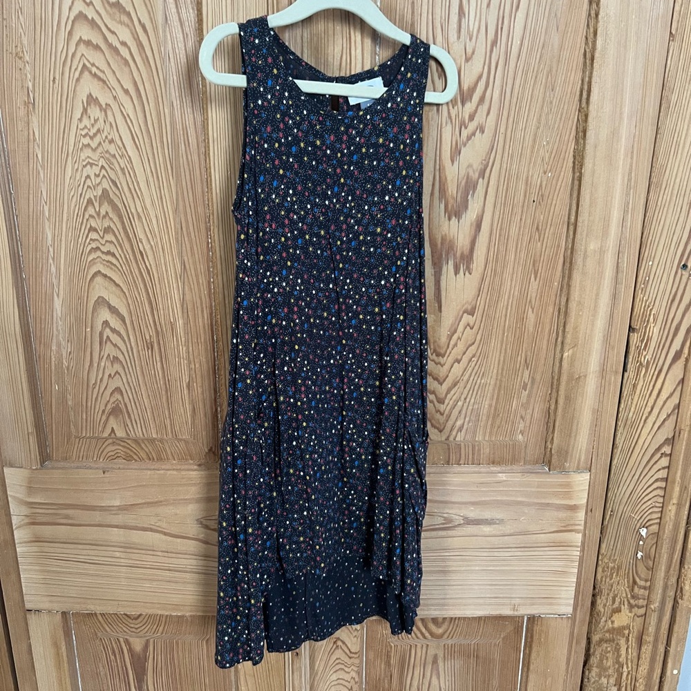 Old Navy Black Midi Dress with Multicolor Dots